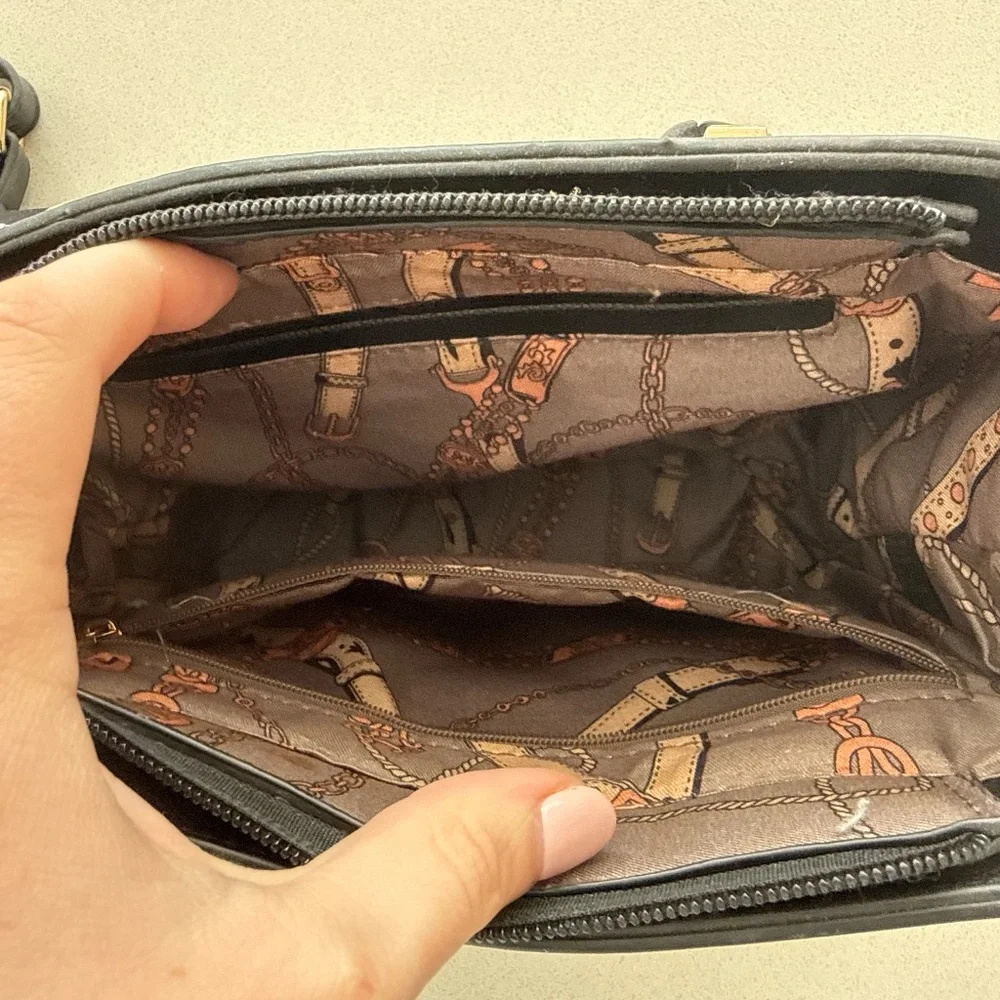 Black Structured Top Handle Crossbody Purse Faux Leather Basic Purse Everyday - Picture 7 of 13